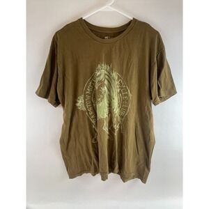 Gap T-Shirt Men's Size XL Brown Athletic Fit Horse Print short Sleeve Round Neck